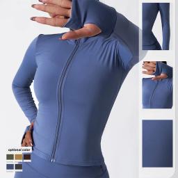 Conjunto de treino feminino manga comprida, cintura alta, zíper, esporte, roupa de ginástica, fitness, roupas de treino, acadêmico, mais novo, 2 peças - Image 6