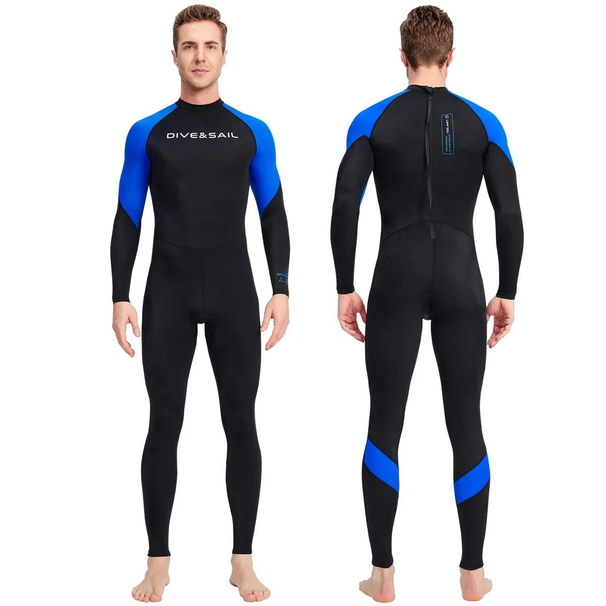 Fato de natação de secagem rápida para homens, proteção UV de nylon adulto, traje de mergulho com snorkel, esportes aquáticos, roupa de mergulho de peça única - Image 1