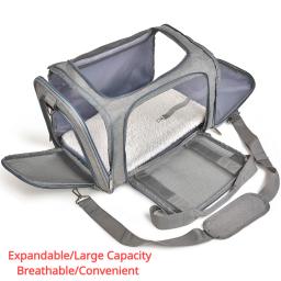 Bolsa dobrável para animais de estimação Saco de viagem respirável Transportadoras aéreas Mochila de viagem para cães e gatos - Image 5