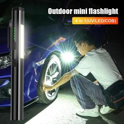 Lanterna LED recarregável Mini USB, Pen Clip Multifuncional, 800mAh, 365nm, Luz UV, COB, Camping, Reparação de Trabalho, 4 em 1 - Image 2