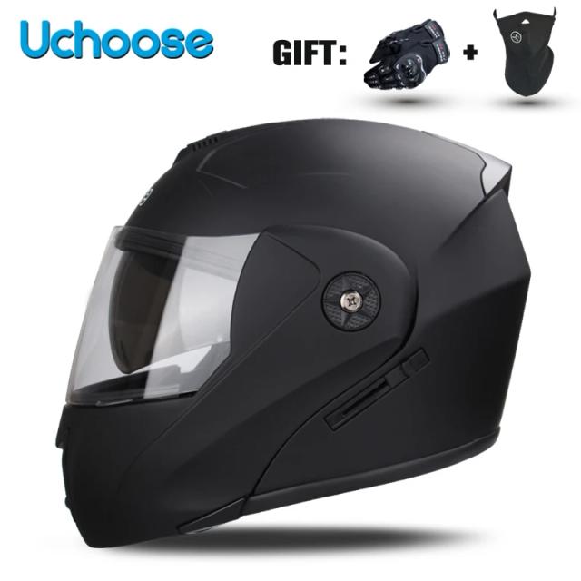 Uchoose Capacete Modular Flip com Viseira Lente Dupla Certificação DOT