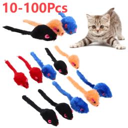 Mini brinquedos do rato de pelúcia para gatos, engraçado jogando brinquedos, Pet suprimentos interativos, cor aleatória, 10-100pcs - Image 1