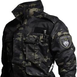Conjuntos de caça resistentes ao desgaste dos homens camo primavera outono multi-bolso ternos de treinamento masculino treinamento ao ar livre conjunto de carga de pesca - Image 3