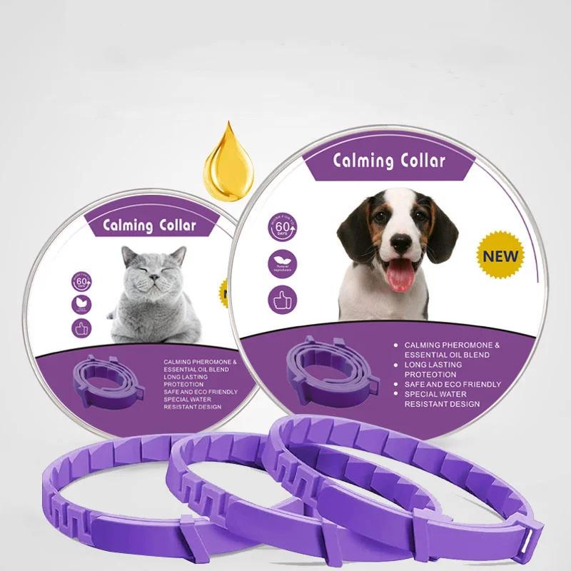 Coleira calmante natural para animais de estimação, ansiedade ajustável, feromona, reduzindo coleiras duradouras, gatos e cães - Image 1