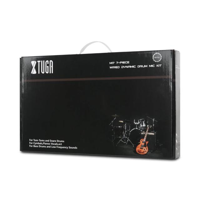 Kit de Bateria XTUGA-Wired M7P com 7 Microfones Dinâmicos em Metal para Kick, Tom, Snare e Pratos