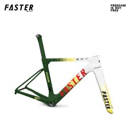Linda pintura fasterway liberdade chuva quadro de bicicleta estrada carbono com garfo selim braçadeira fone ouvido guiador 32c freio a disco - Image 1