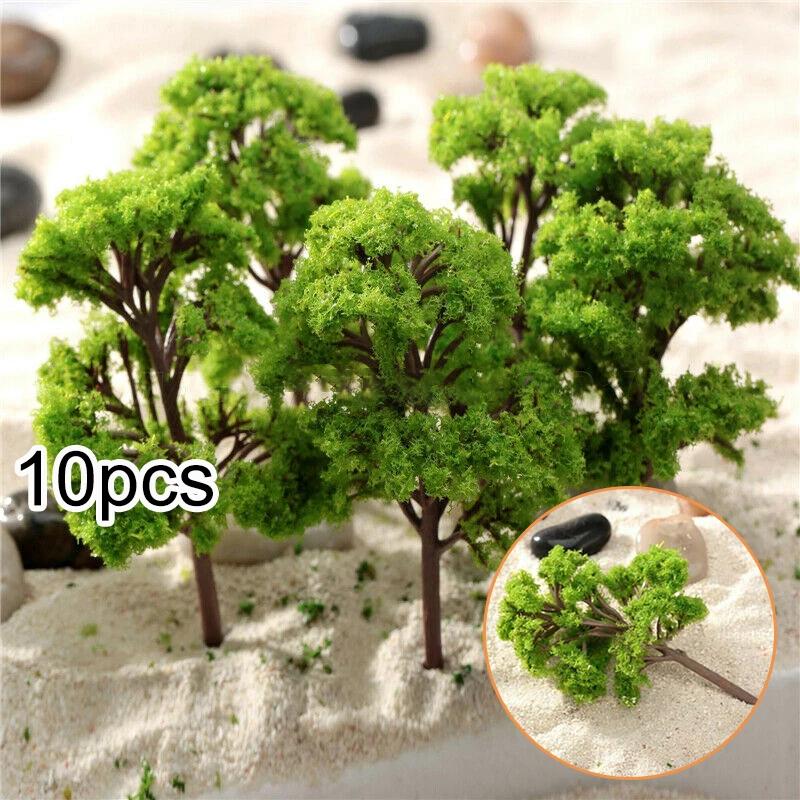Mini árvores modelo artificiais, árvore miniatura, cenário, decoração de ferrovia, construção, acessórios para paisagem, 10 peças - Image 1