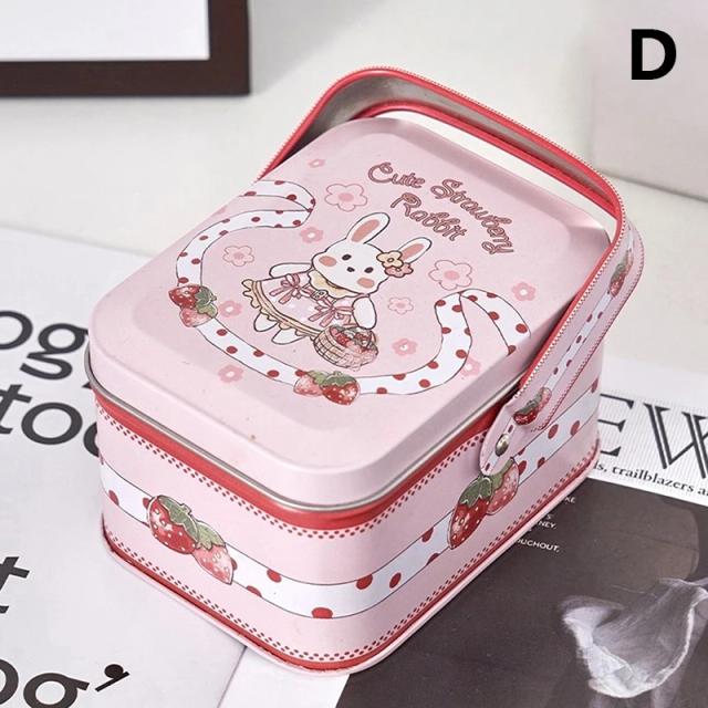 Mala Vintage de Armazenamento em Lata: Caixa de Doces Metálica Ideal para Presentes e Organização com Design de Coelho