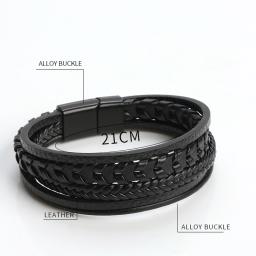 Pulseiras De Couro Genuíno Para Homens, Multicamadas Tecidas À Mão, Pulseiras De Liga, Presentes De Moda, Novo Design - Image 6