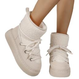 2024 outono e inverno novas botas de neve de sola grossa cross-tie engrossado meados de comprimento sobre o joelho botas femininas quentes - Image 4