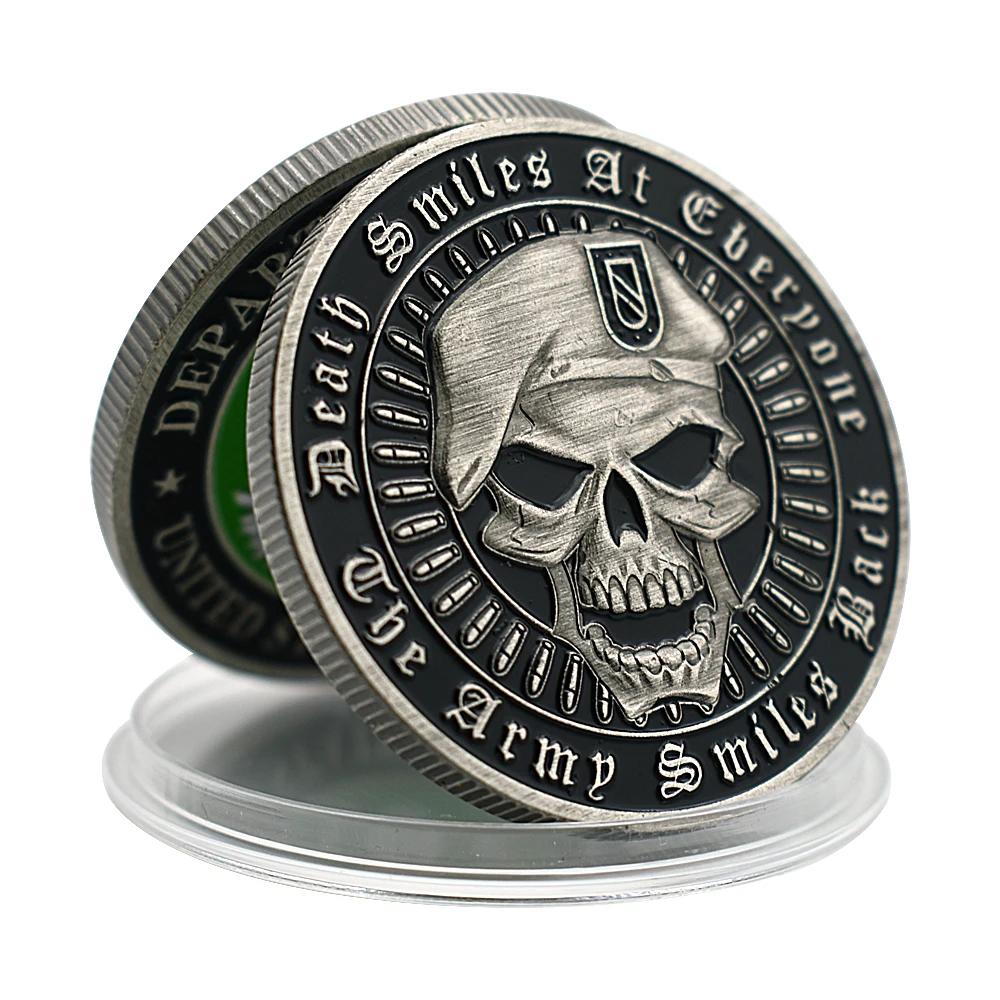 Crânio exército moeda morte desafio moeda-retro raro 1 oz comemorativa coleção de fãs de moedas - Image 1