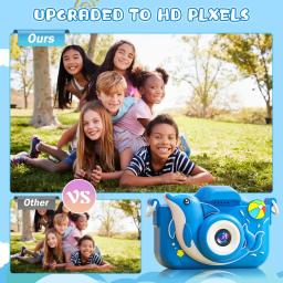 Câmera digital com capas de silicone para crianças, brinquedos dos desenhos animados para crianças, Natal e presentes de aniversário para crianças, 1080p HD, 32GB - Image 2