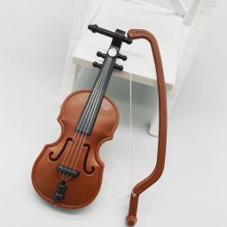 Mini violino em miniatura não-tóxico 1/12 simulação de madeira violino artesanal desktop violino decoração inodoro casa de boneca acessórios - Image 2