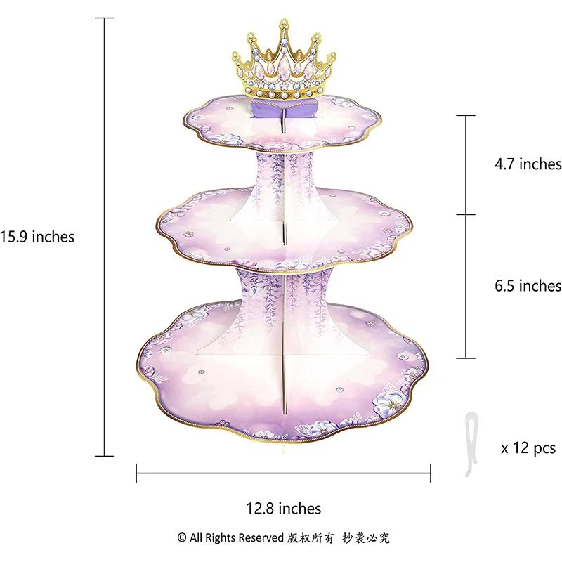 Roxo elegante copo bolo carrinho de cupcake suporte de bolo de cartão diy festa de aniversário decoração do bolo acessórios expositor - Image 1