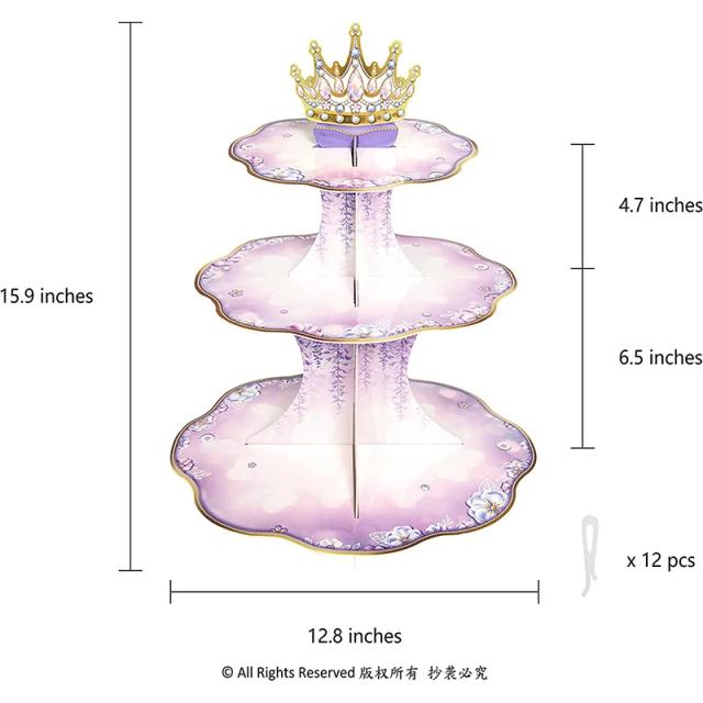 Copo Roxo Elegante para Bolos e Cupcakes - Suporte de Cartão DIY para Decoração de Festas de Aniversário e Expositores de Bolo