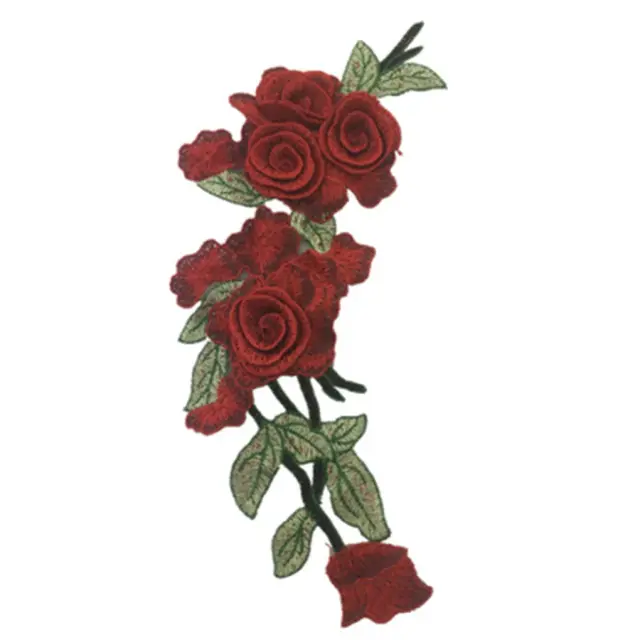 Patches de Bordado 3D em Forma de Flor para Colarinho - Acessórios de Polyester para Personalização de Roupas