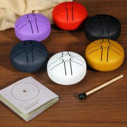 Aço Tongue Drum para Outdoors, Rain Drum Instrument, Mini Hand Drum, Ethereal Drum, Sticks, Percussão Drum Acessórios, 3 polegadas, 6 tons - Image 3