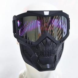 Bluetooth rgb light up airsoft paintball militar tático display led máscara rosto cheio crânio halloween caça máscara protetora - Image 2