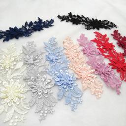 Bordados 3D Lace Guarnição Patches, Costurar Em Patch, Applique Flor, DIY Bordados, Roupas e Bolsa, Emblemas Acessórios, 1 Par - Image 3