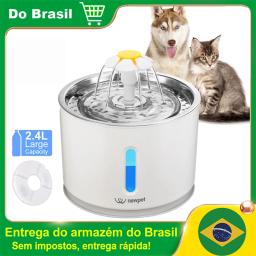 Newpet Bebedouro para gatos de 2,4 litros para cães e gatos com sensor de movimento infravermelho Alimentador de água Adaptador de iluminação LED - Image 1