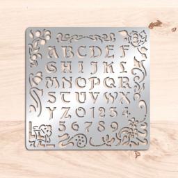 Estênceis artísticos foscos de letras de metal, alfabeto e número da A a Z, modelo de estêncil de videira para pintura, gravação em queima de madeira - Image 3