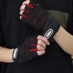 Luvas de ginástica sem dedos para homens, halterofilismo, treinamento de musculação, fitness, meio dedo, antiderrapante, suporte de pulso - Image 2