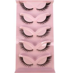 Alado Faux Mink Cílios, Extensão Natural cílios, olho alongado, olho de gato, cílios falsificados, 5 pares, Novo - Image 2