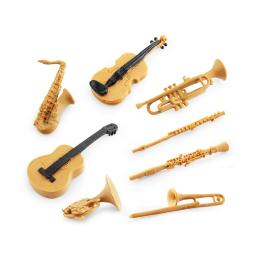 Miniatura MIN Conjunto de Instrumentos Musicais, Modelo, Incluindo Violino, Trombeta, Sax, Guitarra, Clarinete, Trompa, Trombone, Figuras, Simulação, 8Pcs - Image 4