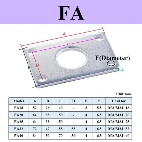 Suporte de Montagem para Mini Cilindros MA MAL16 e Acessórios Compatíveis 20 a 40mm