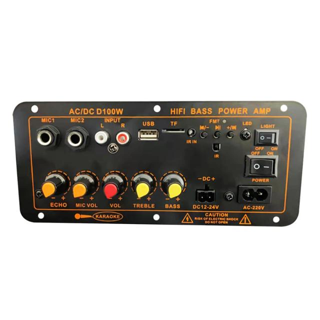 Amplificador de Áudio com Microfone Duplo e Subwoofer Compatível - 4Ohm, 12V, 24V, 110V, 220V, 600W