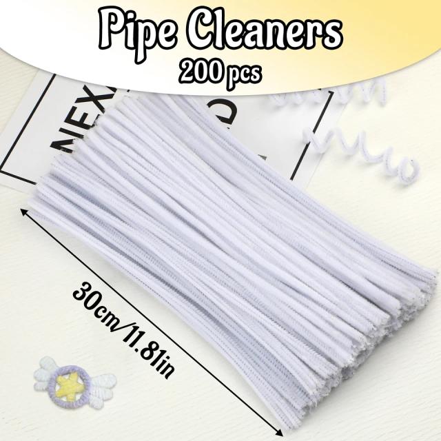 Hastes de Chenille Kraball com 200 Peças para Limpeza de Cachimbo e Artesanato - Suprimentos Criativos para Decorações de Natal e DIY
