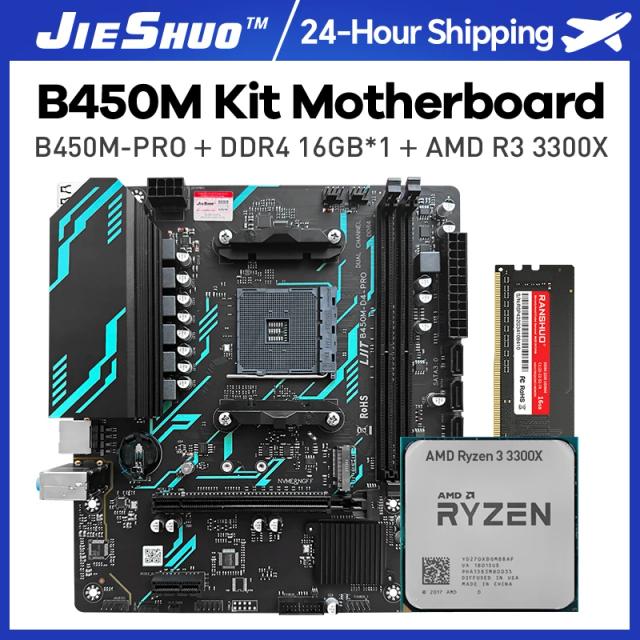 Jieshuo Placa-Mãe B450M DDR4 AM4 PCI-E 3.0 NVME para Ryzen 5600/5600G