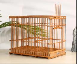 Gaiola quadrada de bambu para pássaro com queixo índigo e bambu - Image 4