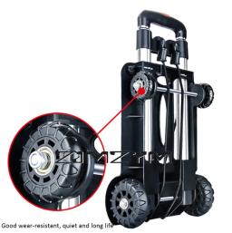 Rodas para carrinho de compras dobrável portátil casa reboque manuseio bagagem transporte de carga de quatro rodas liga de alumínio - Image 2