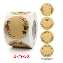 Obrigado Etiqueta Adesivos, Papel Kraft Flores, Pacote De Cartão De Presente, Embrulho Da Festa, Cozimento Presente Pequeno Negócio, Selagem Adesivos, 5cm - Image 3