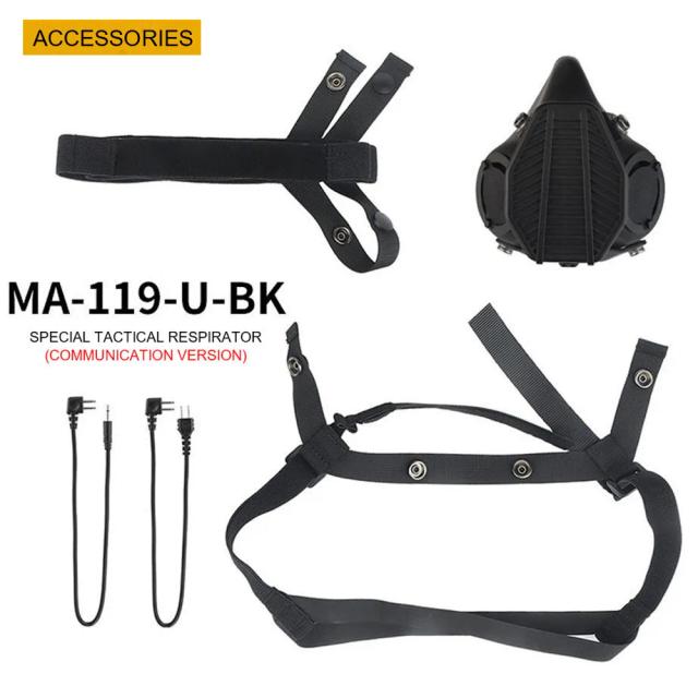 Máscara Respiratória Tática de Meia Face para Comunicação - Ideal para Gás, Combate, Paintball, Airsoft, CS e Cosplay Militar