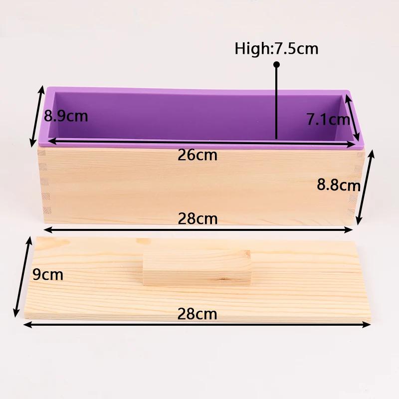 Molde retangular do sabão do silicone Caixa de madeira com tampa Forma artesanal DIY Artesanato de sabão Bolo de mousse Pão de brinde Ferramentas de cozimento 1200ml - Image 1