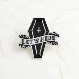 Custom Boo Witch Pin para amigos, Black Punk Esmalte Pin, Dark Collar Badge, Presente Da Jóia Do Dia Das Bruxas, Chapéu, Livro Do Caixão, Morcego, Broche De Borboleta - Image 5