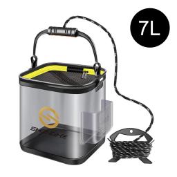 Caixa de Pesca Dobrável Transparente, Peixe Vivo Balde, Suprimentos Multifuncionais para Pescador, EVA, 7L, 12L - Image 1