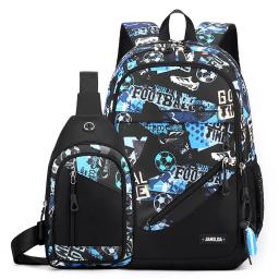 Mochilas de impressão de futebol com saco peito para adolescentes, Mochila de grande capacidade para estudante do ensino médio, Mochilas legais, 2pcs por conjunto - Image 5