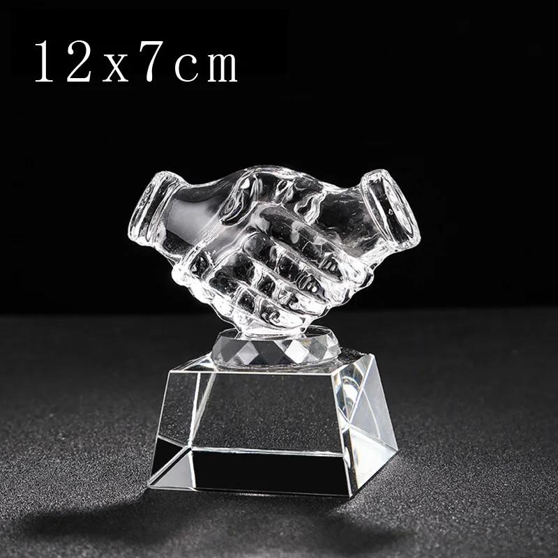 Personalizado gravado cristal troféu, Handshake modelagem para ganhar, competição reunião anual, excelente prêmio, 1pc - Image 1
