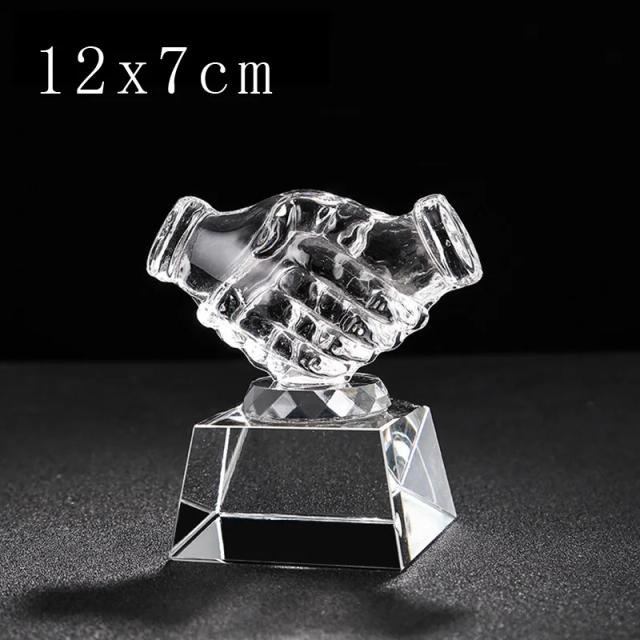 Troféu Cristal Personalizado com Modelo de Aperto de Mão para Competição Anual - Prêmio Excelente em 1 Unidade