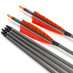 Tiro com arco 33 "fleas de carbono de penas reais, coluna 400, id 6.2mm, para caça arco recurvo, arco longo tradicional, setas substituíveis - Image 5