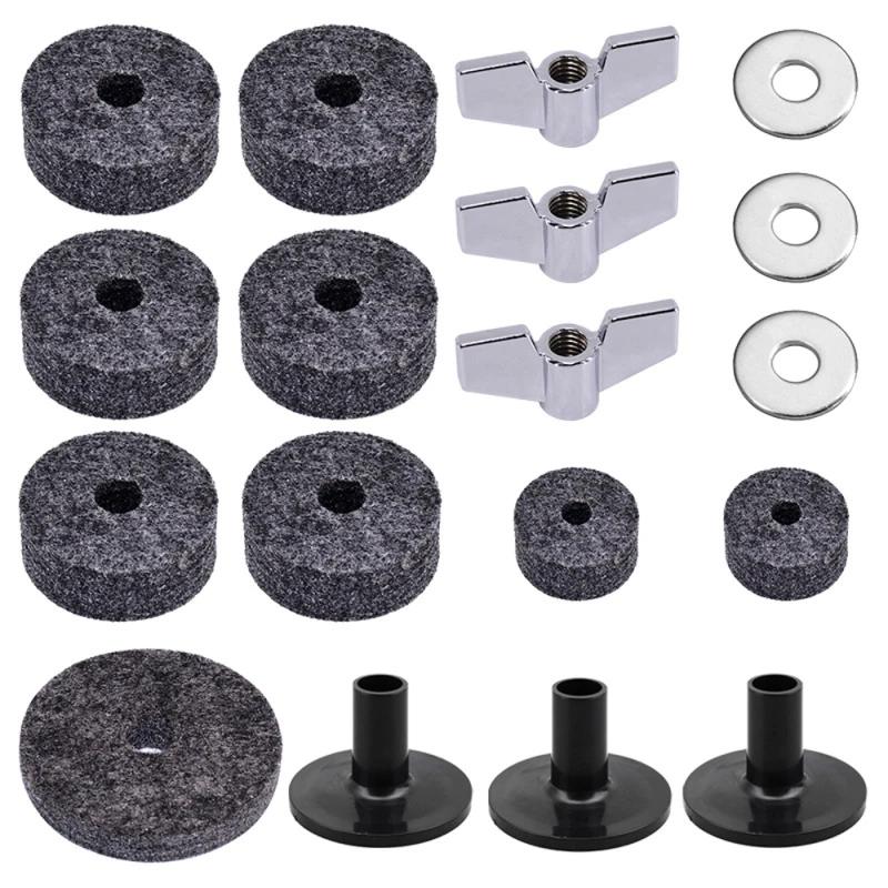 Bateria Acessórios Set in Black, Bateria substituição, feltro definido para instrumento musical, 18PCs - Image 1
