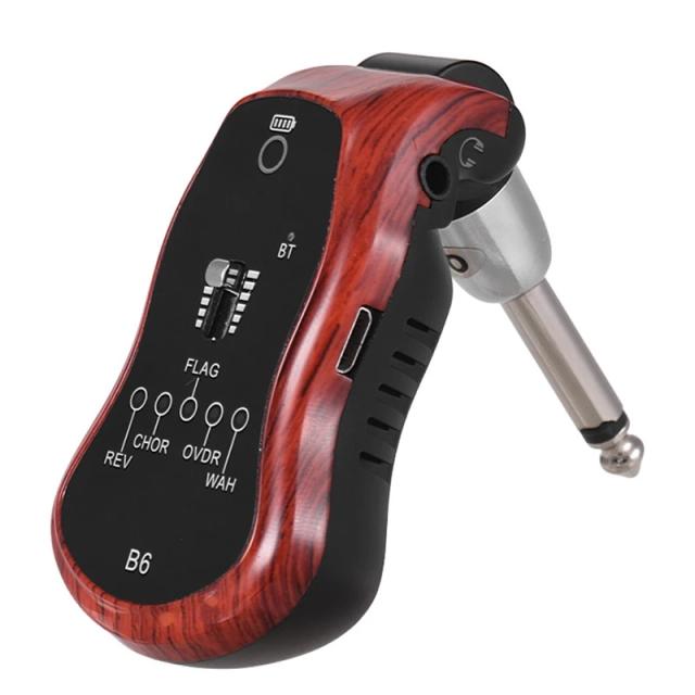 Pedal de Guitarra Portátil B6 com Sintetizador e 5 Efeitos Recarregáveis via USB e Bateria de Lítio Integrada