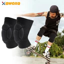 1 par de joelheiras protetoras antiderrapantes de esponja grossa, equipamento de proteção para adultos/jovens, joelheiras para academia, skate, ciclismo, bicicleta - Image 1