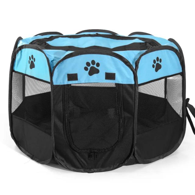 Tenda Dobrável Destacável para Pets com Gaiola, Espaço para Gatos e Cama ao Ar Livre para Cães - Ideal para o Verão