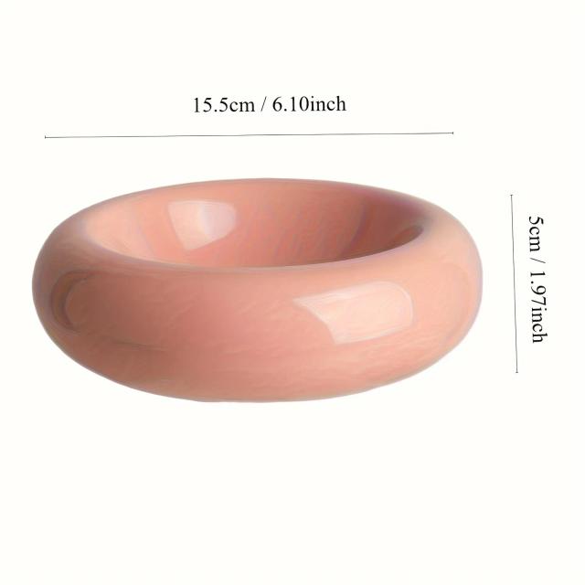 Tigela Antiderrapante de Cerâmica para Gato em Forma de Donut com Cores Variadas e Design Anti-Fall