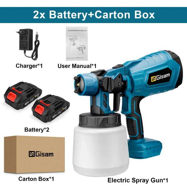 Pulverizador Elétrico Sem Fio Gisam: Pintura Profissional em Móveis com Aerógrafo HVLP, Compatível com Bateria Makita 18V e Tanque de 1000ml