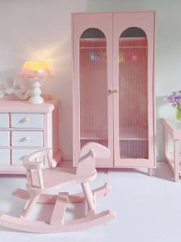 Móveis de madeira para crianças, decoração de bonecas, mini armário, mesa de café rosa, presentes para menina - Image 4